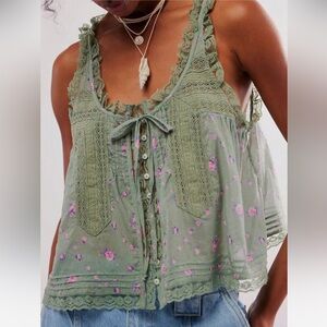 Free People Forevermore Floral Lace Tank
